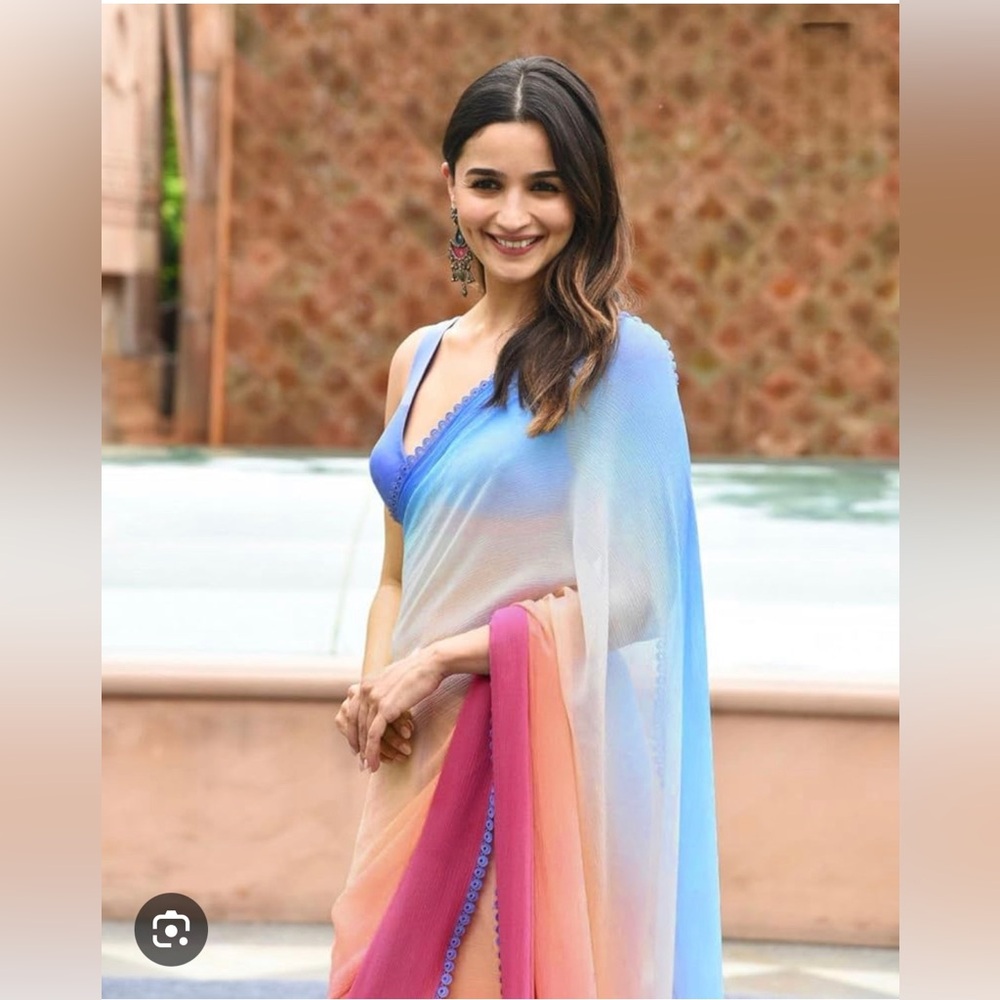 saree multi color ombré sari with blouse piece